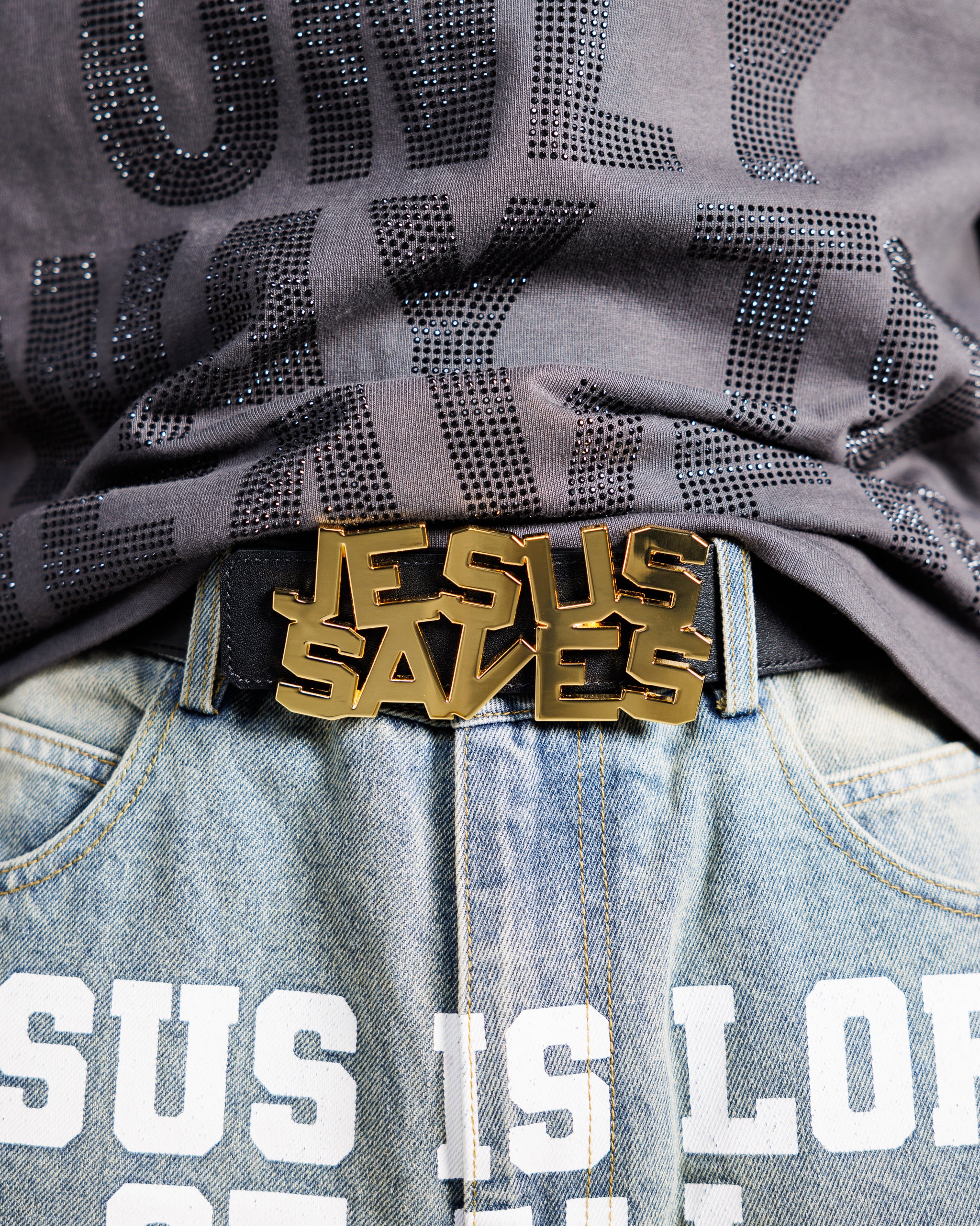 Gold Jesus Saves 40mm Reversible Belt