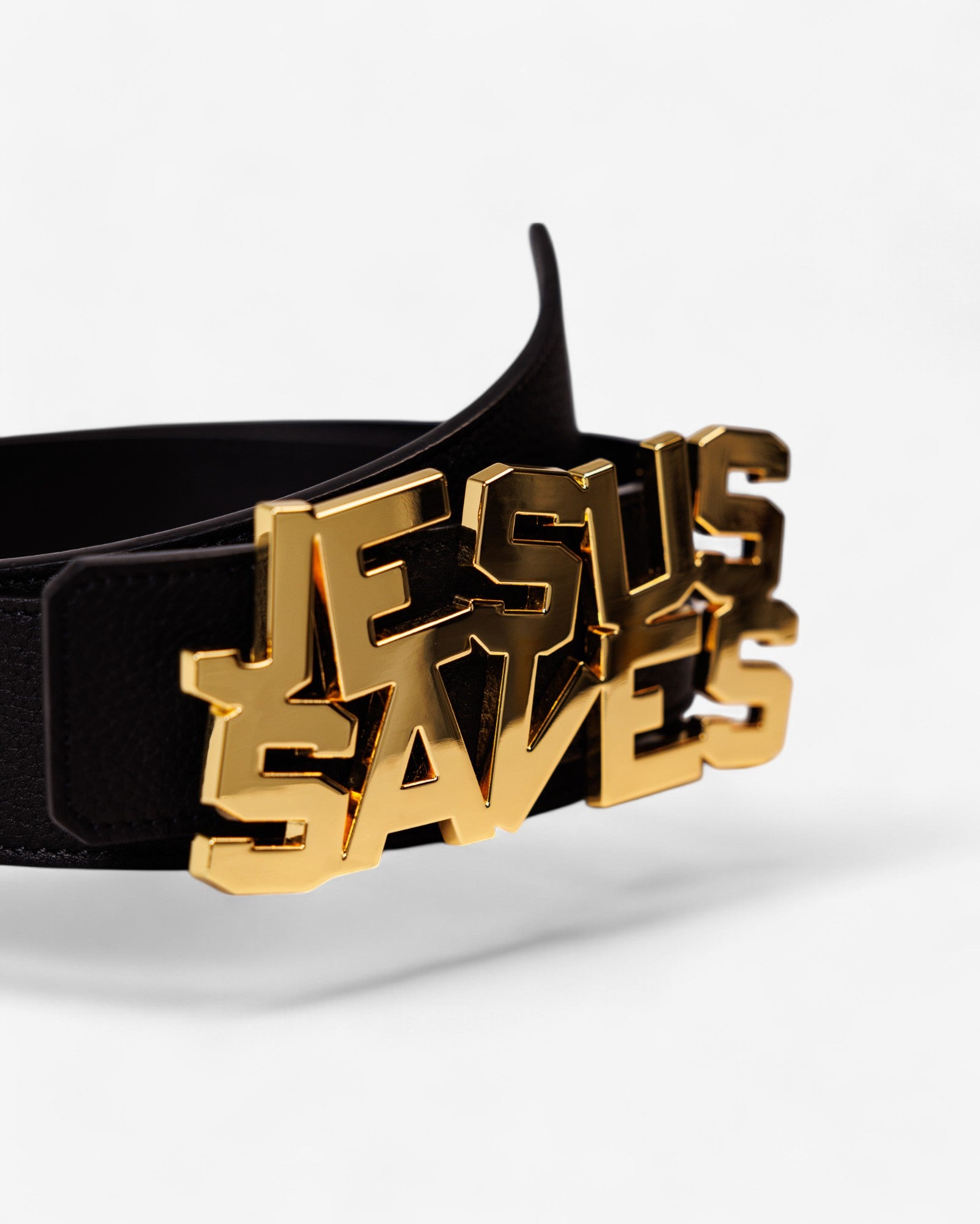 Gold Jesus Saves 40mm Reversible Belt